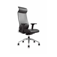 Burton Executive Office Desk Chair Premium Leather with Arms High Back Black