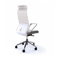 Dustin Executive Office Desk Chair Leather with Arms High Back White