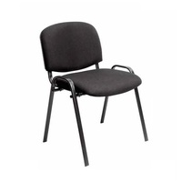 Easy Stackable Visitors Office Chair Black Frame Black Fabric Seat 