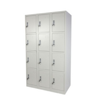 12 Door Metal Locker Office Storage Cabinet Steel School Lockable Light Grey
