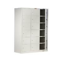 18 Door Metal Locker Office Storage Cabinet Steel School Lockable Light Grey