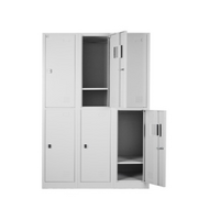 6 Door Metal Locker Office Storage Cabinet Steel School Lockable Light Grey