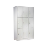 9 Door Metal Locker Office Storage Cabinet Steel School Lockable Light Grey