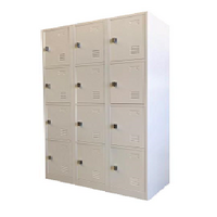 12 Door Metal Locker Office Storage Cabinet Steel School Lockable Light Grey