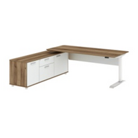 Potenza Electric Height Adjustable Desk Workstation with Return Casnan White 2000mm x 1820mm