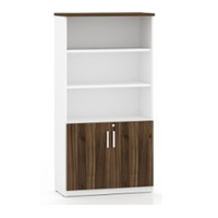 Lux Potenza Half Door Cabinet Lockable Cupboard Book Shelf Virginia Walnut 1800mm H x 900mm