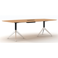 Lux Potenza Boardroom Table Conference Meeting Table with Cable Tray Virginia Walnut 2400 x 1200mm