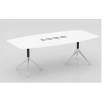 Lux Potenza Boardroom Table Conference Meeting Table with Cable Tray White 2400 x 1200mm