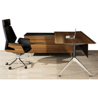 Lux Novara Desk with Left Hand Side Return Office Workstation 1950mm x 1850mm Zebrano Black