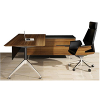 Lux Novara Desk with Right Hand Side Return Office Workstation 1950mm x 1850mm Zebrano Black