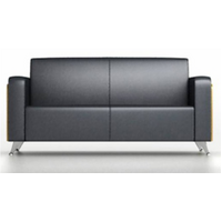 Lux Novara Leather 2 Seater Sofa Visitors Lounge Waiting Room Seat Black Leather