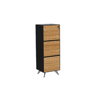 Lux Novaro 3 Drawer Filing Cabinet Lockable Office Furniture Storage Zebrano Black
