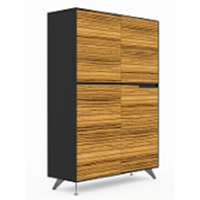 Lux Novaro 4 Door Cabinet Office Furniture Storage Zebrano Black 1225 x 425 x 1750mm