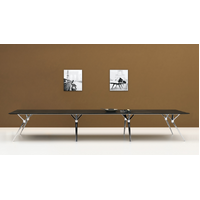 Lux Forza Boardroom Table Glass Top Conference Table Walnut 3000 x 1200 x 750mm