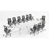 Lux Forza Boardroom Table Glass Top Conference Table White 3600 x 1200 x 750mm