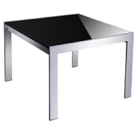 Forza Square Coffee Table Metal Frame Glass Top 600mm x 600mm Black