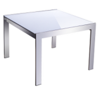 Forza Square Coffee Table Metal Frame Glass Top 600mm x 600mm White