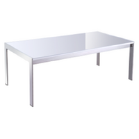 Forza Rectangular Coffee Table Metal Frame Glass Top 1200mm x 600mm White