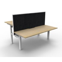 Paramount 2 Person Back to Back Height Adjustable Office Desk with Screen Oak / White 1800