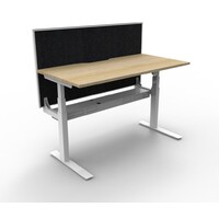 Paramount Single Height Adjustable Office Desk with Screen Oak / White 1500mm x 780mm