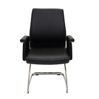 Rapidline Pelle Executive Visitor Chair Waiting Room Seat Medium Back Chrome Black