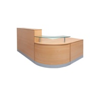 Rapidline Flow Reception Counter Front Office Desk Glass Top Beech Melamine NCT1160