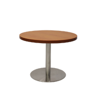 Rapidline Coffee Table Stainless Steel Base Melamine 600mm Round Top Cherry CCT6 SS
