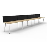 RapidLine Eternity 4 Person Desk 7200mm (1800mm per person) Single Sided Metal Workstation with Screen D-ELSWS4P1875