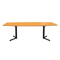 Boardroom Table 2400 x 1200mm Conference Meeting Beech Black Powder Coated Legs 