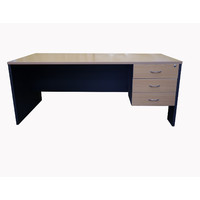 Open Desk with key lock 3 Drawer Office Writing Table Furniture Computer PC 1350mm x 750mm Shale Cherry