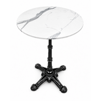 Della Table Base + Romeo 700mm Round White Marble Look Table Top Café Table Package