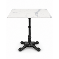 Della Table Base + Romeo 700mm Square White Marble Look Table Top Café Table Package