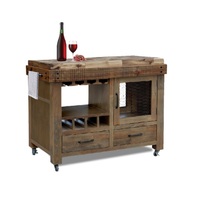 Corbel Timber Butchers Block Timber Top Mobile Kitchen Chopping Board Work Bench Island Trolley