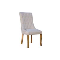 Homefurn Dining Chair Timber Padded Oat Fabric Seat Clovis 1518 CFO
