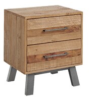 Timber Bedside Table 2 Drawer Chest of Drawers  530 x 400 x 600H Hemingway 7716 HBT