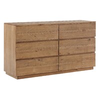 Timber Dresser Table 6 Drawer Bedroom Chest of Drawers  1450 x 450 x 800H Sorrento 4979 SDT