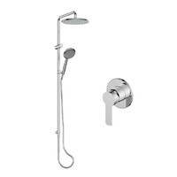 Astro II Package Twin Rail Shower + Shower Mixer Chrome Greens Tapware 18790CP + LF2524806CP