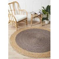 Rug Culture Round Jute Natural Flooring Rugs Area Carpet Charcoal 120x120cm