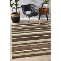 Rug Culture Stylish Stripe Flooring Rugs Area Carpet Brown Beige 220x150cm