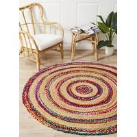 April Target Cotton and Jute Flooring Rug Area Carpet Multi 120x120cm