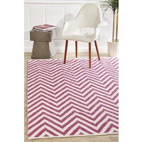 Rug Culture Modern Flatweave Chevron Design Pink Flooring Rugs Area Carpet 225x155cm