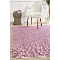 Rug Culture Modern Flatweave Diamond Design Pink Flooring Rugs Area Carpet 225x155cm