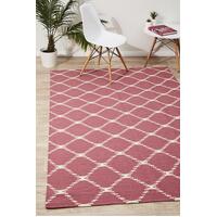 Rug Culture Flat Weave Stitch Design Flooring Rugs Area Carpet Pink 225x155cm