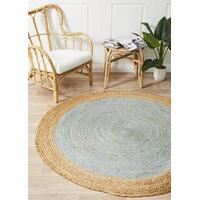 Rug Culture Round Jute Natural Flooring Rugs Area Carpet Blue 240x240cm