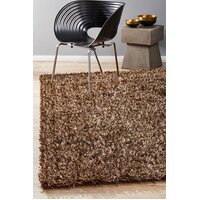 Rug Culture Metallic Noodle Shag Flooring Rugs Area Carpet Brown Beige 130x70cm