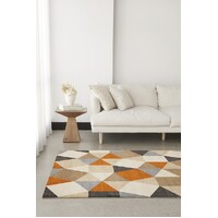 Rug Culture Modern Pixels Flooring Rugs Area Carpet Rust Grey Blue 160x110cm