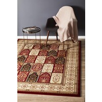 Rug Culture Traditional Panel Pattern Burgundy Ivory 400x80cm