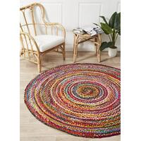 Chandra Braided Cotton Flooring Rug Area Carpet Multi 200x200cm