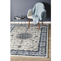Rug Culture Medallion Flooring Rugs Area Carpet White with White Border 230x160cm