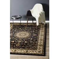 Rug Culture Medallion Flooring Rugs Area Carpet Blue with Ivory Border 290x200cm
